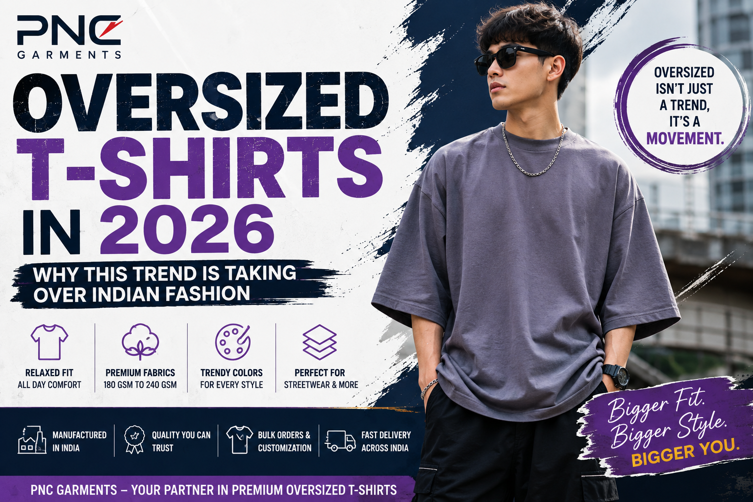 Oversized T-shirts in 2026 - Trendy bulk oversized T-shirt manufacturing in India